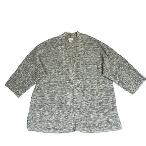 Pure Jill J. Jill Space Dye Knit Cardigan Blue Green White Open Front Sz Medium